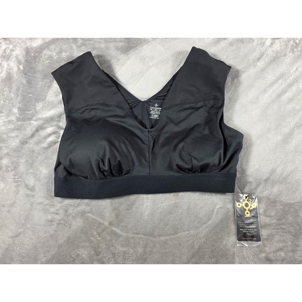 Tommie Copper Shoulder Support Padded Sports Bra Women's‎ Size 2XL Black NWT